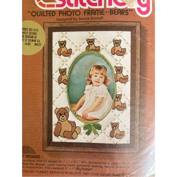 Vintage Jiffy Stitchery Teddy Bear Frame Embroidery Kit Needlepoint Kit DIY Kit - Picture 2 of 3